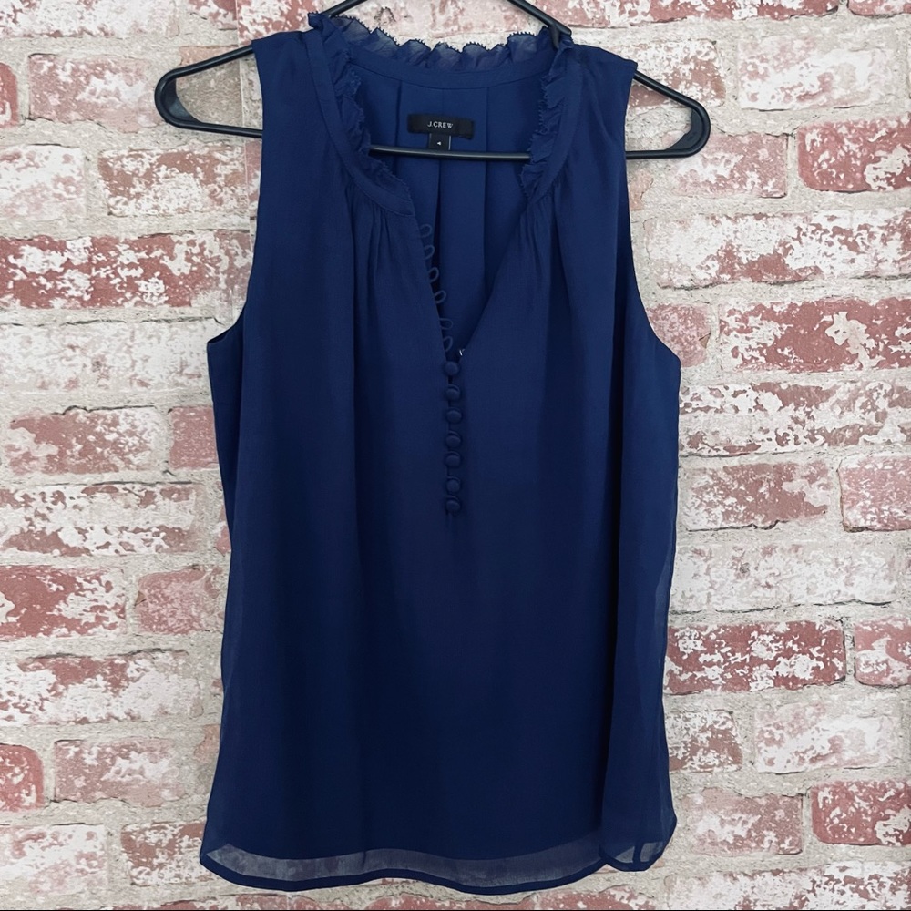 J. Crew Navy Blue Lined Sleeveless Silk Top